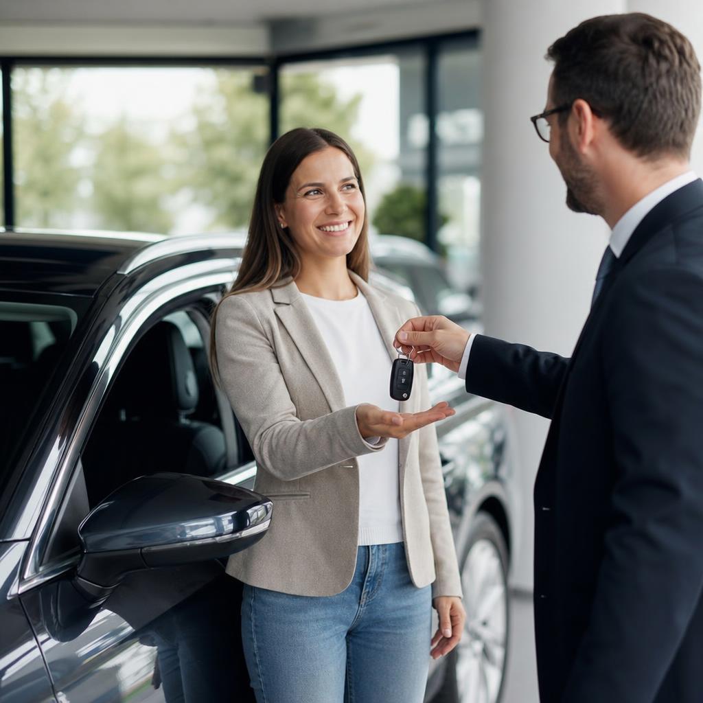 Klant ontvangt autosleutels van vervangend vervoer
